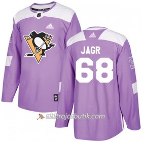 Män Ishockey Pittsburgh Penguins Tröja Jaromir Jagr 68 Adidas 2017-2018 Lila Fights Cancer Practice Authentic